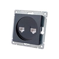 Розетка компьютерная двухместная "UNIVersal" серия "Афина" с/у, 1А, RJ45, графит A1086-Gr
