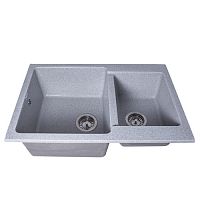 Мойка GranAlliance G-54 (770х510мм) двухсекционная, серая с сифоном