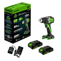 Дрель-шуруповерт аккумуляторная Greenworks DD560,б/щет,30/60 Нм,13мм, 2х2Ач,ЗУ,кор(3708407CUC)