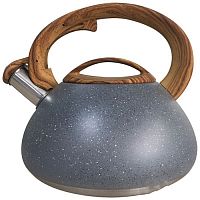Чайник со свистком 2,5 л Mallony Foresta из нерж стали ручка под дерево арт.007192