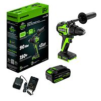 Дрель-шуруповерт аккумуляторная Greenworks GD24DD90, б/щет, 45/90Нм,1x4Ач,ЗУ,кор (3707507CUB)