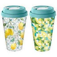 HOMVER SICILY LEMON С КРЫШКОЙ 550МЛ С ДЕКОРОМ С КЛАПАНОМ (ЗЕЛЕНЫЙ) 223112418/05