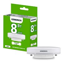 Лампа светодиодная GENERICA LED T80 таблетка 8Вт 230В 4000К GX53 LL-T80-08-230-40-GX53-G