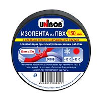 Клейкая лента изолента 19мм х 20м 150мкм черная ИУ UNIBOB арт.59494 (60шт)
