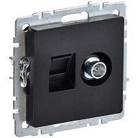 Розетка двойная TV+RJ45 IEK BRITE РТВ/РК12-БрЧ категория 5E черный BR-AK20-1-K02
