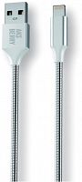 AKSBERRY (6900288560019) X161 SPRING LIGHTNING 2.4A., 1М В МЕТАЛЛИЧЕСКОЙ ОПЛЕТКЕ, СЕРЕБРИСТЫЙ