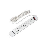Сетевой фильтр Uniel Standard 3м (Пвс 3х0,75),5 гнезд, с/з,2USB+1TYPE C,10A,2500Вт Белый UL-00012109