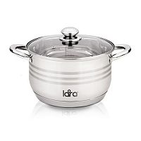 Кастрюля 4,9 л Lara Sonata LR02-584 22x13,0 см 9-cтупенчатое дно полировка зеркальная стекл крышка