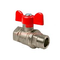 Кран шаровой Valfex 11Б27фт1М для воды 3/4" ВР/НР бабочка, никелированная латунь (72/18)