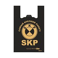 Пакет майка Этикет SKP Черный ПНД 40+18х60, 25 мкм (100шт)