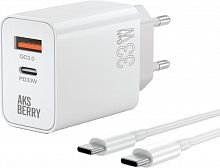 AKSBERRY (6900286940011) T46 30W PD/QC3.0 + КАБЕЛЬ TYPE C, БЕЛЫЙ
