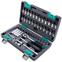 Набор инструмента, 1/4", CrV, пласт.кейс, 57 предметов STELS 14101