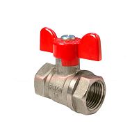 Кран шаровой Valfex 11Б27фт1М для воды 3/4" ВР/ВР бабочка, никелированная латунь (80/20)