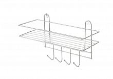 РЫЖИЙ КОТ ПОЛКА НАСТЕННАЯ LECCO PLUS 33*12,5*21 СМ 4 КРЮЧКА ХРОМ (310865)