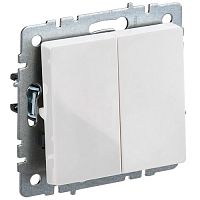 Выключатель 2-клавишный проходной IEK BRITE ВС10-2-6-БрБ 10А белый BR-V22-0-10-K01