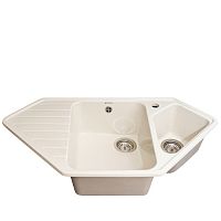 Мойка GranAlliance G-60 (965х495мм) двухчашевая, белая с сифоном