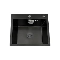 Мойка нержавеющая Potato DS5050B 500*500*200мм, кухонная, толщина 3мм, цвет серый графит, с сифоном