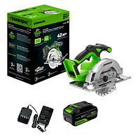 Пила циркулярная аккумуляторная Greenworks GD24CS165,б/щет,165х20мм,рез 57мм,1х5Ач,ЗУ,(1501607CUG)