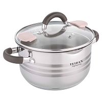 Кастрюля 2,9 л Zeidan нерж сталь крышка стекло Z-50289