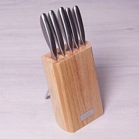 Набор ножей 6 предметов Kamille 5133 из нерж стали с полыми ручками с деревянной подставкой