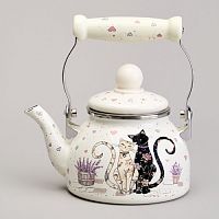 Чайник 0,85 л Agness Lavander cats эмалированный со съемным фильтром из нжс 943-070