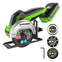 Угловая шлифовальная машина аккумуляторная Greenworks GD24UCS, 24V, 76 мм, без АКБ и ЗУ (3402007)