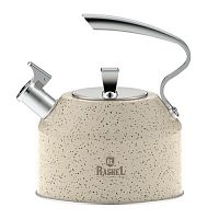 Чайник 3 л Rashel R-7832 из нержавеющей стали со свистком, кремовый гранит