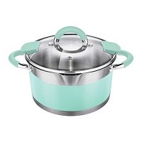 Кастрюля 4,4 л Lara Mint LR02-543 22x12 см капсул индукц дно крышка с силик накладками и отверстиями