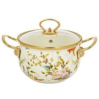 Кастрюля эмалированная сталь, 2.5 л, с крышкой, крышка стекло, Daniks, Elisa, Y4-8959 (484339)