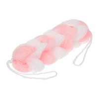 Мочалка-косичка Банные штучки, 50 г, 5х5х22 см, мягкая (soft), бело-розовая / 30 40345