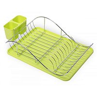 Сушилка для посуды 52 x 32 x 13 см Kamille 0761A из хромированной стали с поддоном зеленый