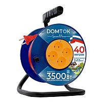 Удлинитель силовой на катушке DOMTOK 4 гнезда ПВС 3*2,5, 4кВт, заземляющий контакт 40м (2463)