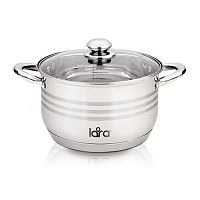 Кастрюля 2,9 л Lara Sonata LR02-581 18x11,5 см 9-cтупенчатое дно полировка зеркальная стекл крышка