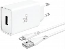 AKSBERRY (6900221580012) T40 1USB 24A + LIGHTNING (БЕЛЫЙ)