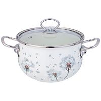Кастрюля эмалированная Agness со стеклянной крышкой, 2,8 л диам. 20 см 943-057