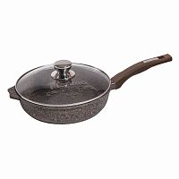 Сковорода 24см АП "Premium" (mokko) с несъемной ручкой и стекл. крышкой арт. с24902