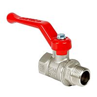 Кран шаровой Valfex 11Б27фт1М для воды 1/2" ВР/НР ручка-рычаг, никелированная латунь (80/20)