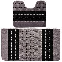 Комплект ковриков для ванной комнаты Banyolin Silver из 2 шт 60х100/50х60см (черный) 1/25