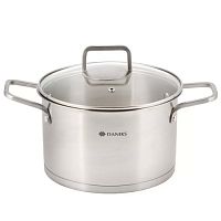 Кастрюля нерж, 4.75 л, с крыш, крыш стекло, Daniks, Ирати, индукц, SD-01369-22 (505744)