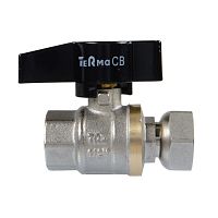 Кран шаровой TeRma CB 1/2" бант с накидной гайкой 30208