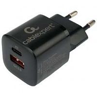 CABLEXPERT (21080) MP3A-PC-47, QC3.0/PD, 2 ПОРТА: USB И TYPE-C, ЧЕРНЫЙ, ПАКЕТ