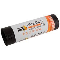 Мешки для мусора Рыжий кот 200л (10шт./рул.) особо прочные, ПВД, черные, 30мкм 006978