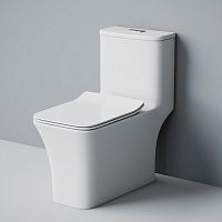 Унитаз-моноблок EvaGold SM9615, безободковый, сиденье ДП, с гофрой и подводкой