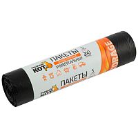 Мешки для мусора Рыжий кот 240л (5шт./рул.) особо прочные, ПВД, черные, 43мкм 310421