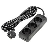 Удлинитель Uniel Ultra S-CU3-3 BLACK шнур 3м., 3 гнезда, 10A, б/з. Черный. (UL-00009983)
