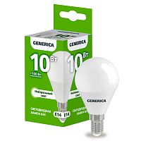 Лампа светодиодная GENERICA LED G45 шар 10Вт 230В 4000К E14 LL-G45-10-230-40-E14-G