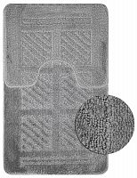 САНАКС 00284 CLASSIC UNI КВАДРАТЫ КОВРИК В ВАННУЮ ДВОЙНОЙ СЕРЫЙ 55Х90+45Х55 СМ 100% ПОЛИЭСТЕР