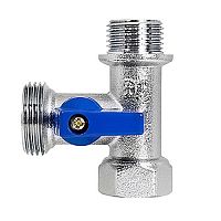 Кран шаровой Profactor PF CHROME трехходовой гайка/штуцер/штуцер 1/2 х 3/4 х 1/2 PF BWV 361 (10/100)