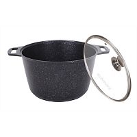 Кастрюля 10 л "Kukmara" со стекл. крышкой, АП (темный мрамор) кмт102-1а