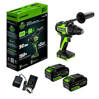 Дрель-шуруповерт аккумуляторная GreenWorks GD24DD90 б/щет, 45/90Нм,2x4 Ач, ЗУ,кор (3707507CUD)